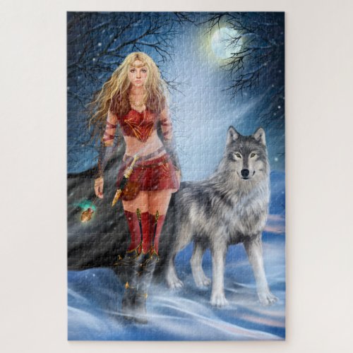 Warrior Woman and Wolf 1000 Puzzle