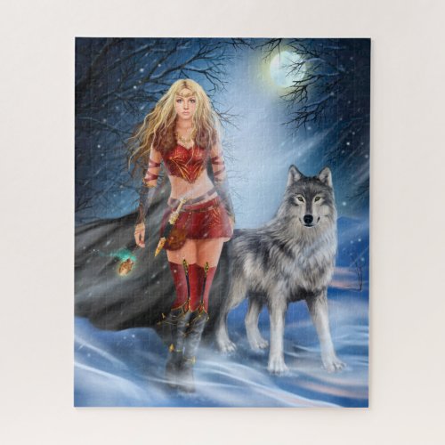 Warrior Woman and Wolf 500 Puzzle