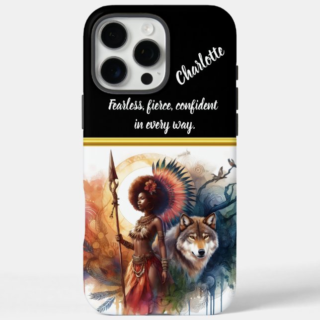 Warrior woman with wolf at dawn Case-Mate iPhone case (Back)