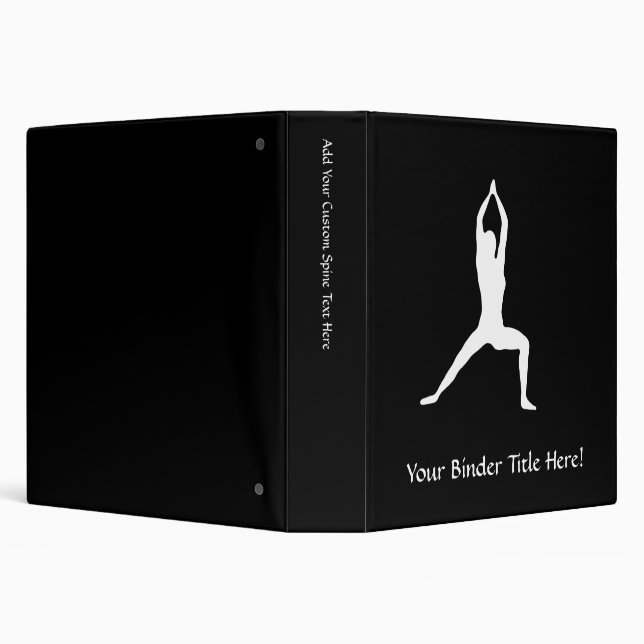 Warrior Yoga Pose Silhouette Black and White Binder (Background)