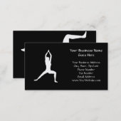Warrior Yoga Pose Silhouette Black and White Business Card (Front/Back)