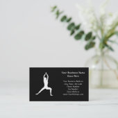 Warrior Yoga Pose Silhouette Black and White Business Card (Standing Front)