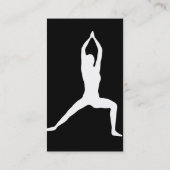 Warrior Yoga Pose Silhouette Black and White Business Card (Back)