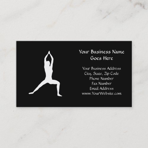 Warrior Yoga Pose Silhouette Black and White Business Card Templates
