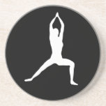 Warrior Yoga Pose Silhouette Sandstone Coaster