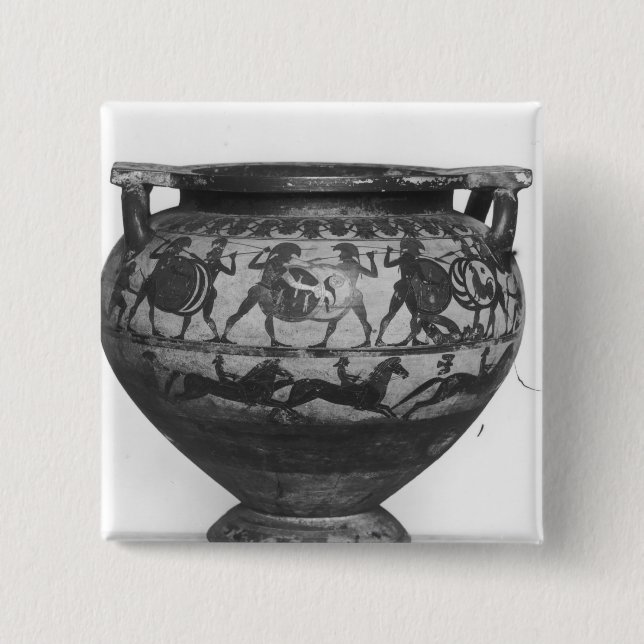 Warriors Fighting Pinback Button (Front)