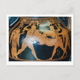 Warriors. Greek vase. Postcard