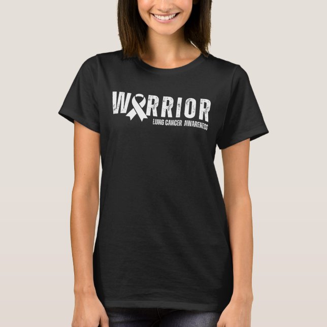 Warriors Lung Cancer Awareness White Ribbon Family T-Shirt (Front)