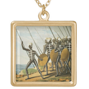 Warriors of New S. Wales engraved by M. Dubourg (f Gold Plated Necklace