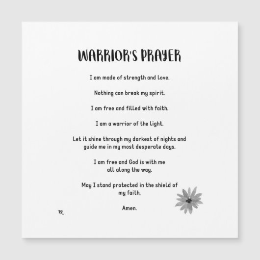 WARRIOR'S PRAYER MAGNET (Front)