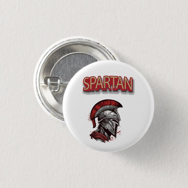 Warrior's Pride - Spartan Helmet with Red Plume Button (Front & Back)