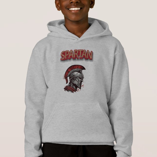 Warrior's Pride - Spartan Helmet with Red Plume Hoodie (Front)