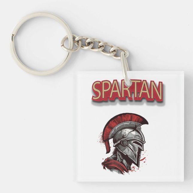 Warrior's Pride - Spartan Helmet with Red Plume Keychain (Front)