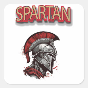 Warrior's Pride - Spartan Helmet with Red Plume Square Sticker