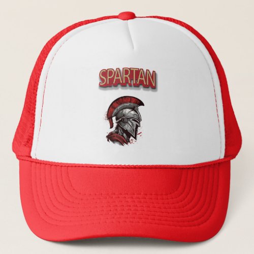 Warriors Pride _ Spartan Helmet with Red Plume Trucker Hat