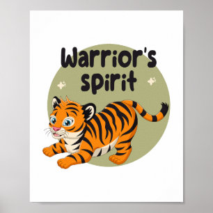 Warrior's spirit Kawaii cute baby tiger orange Poster