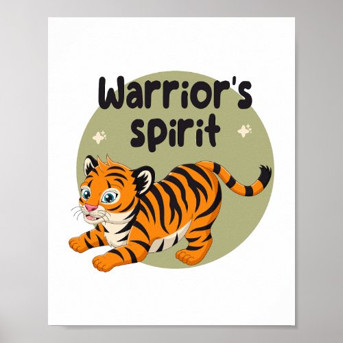 Warriors spirit Kawaii cute baby tiger orange  Poster