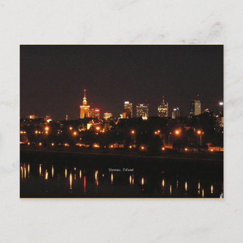 Warsaw at Night postcard