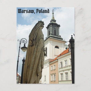 Warsaw church and statue, Poland Postcard