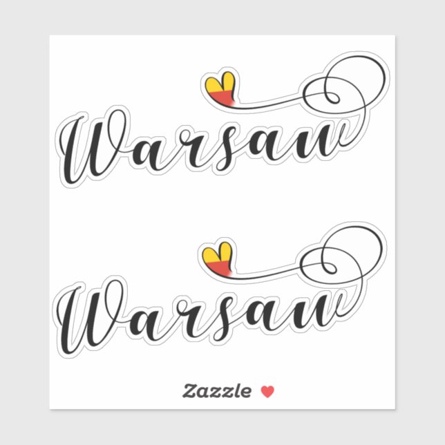 Warsaw Flag Heart, Warszawa Sticker (Sheet)