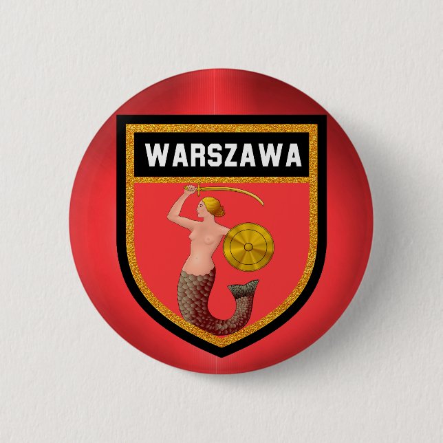 Warsaw  Flag Pinback Button (Front)