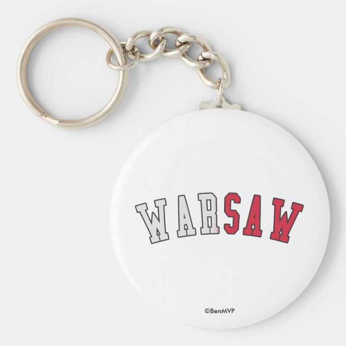 Warsaw in Poland National Flag Colors Keychain