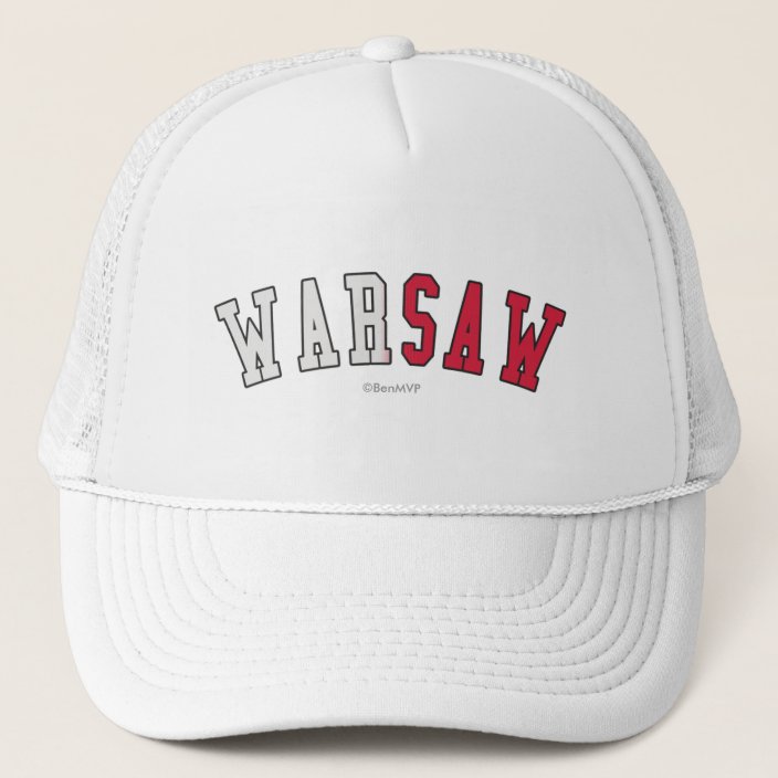 Warsaw in Poland National Flag Colors Mesh Hat