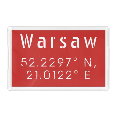 Warsaw Latitude Longitude Acrylic Tray