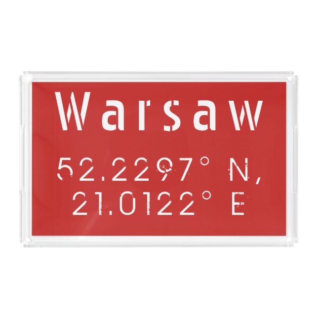 Warsaw Latitude Longitude Acrylic Tray (Front)