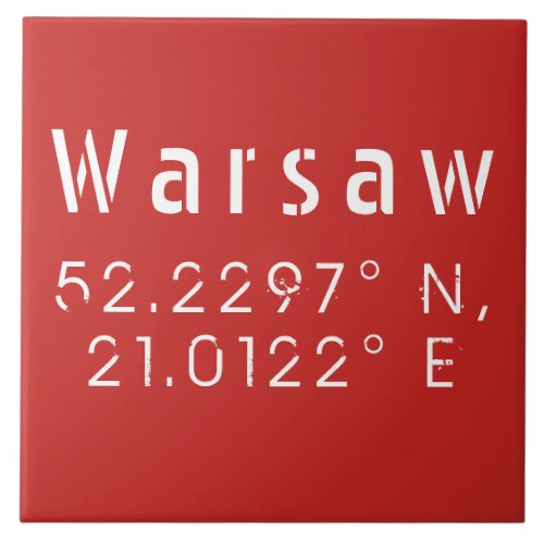 Warsaw Latitude Longitude Ceramic Tile