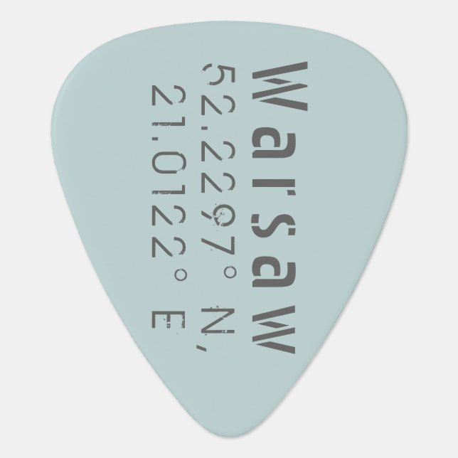 Warsaw Latitude Longitude Guitar Pick (Front)