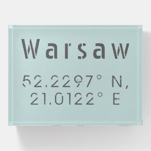 Warsaw Latitude Longitude Paperweight