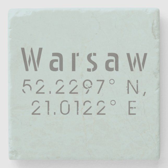Warsaw Latitude Longitude Stone Coaster (Front)