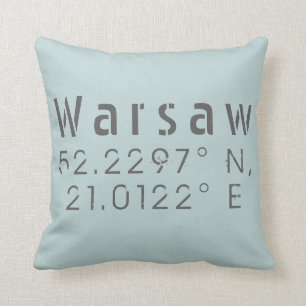 Warsaw Latitude Longitude Throw Pillow