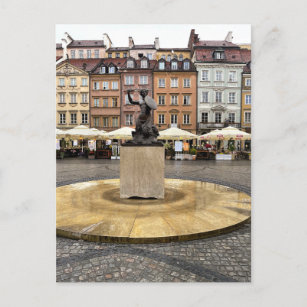Warsaw Mermaid Old Town Poland  Postcard