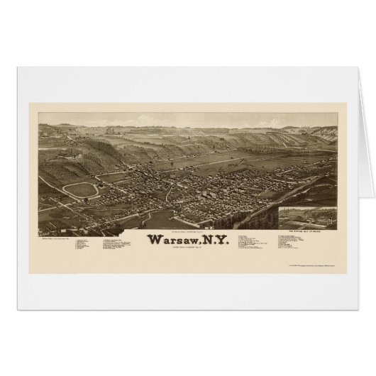 Warsaw, NY Panoramic Map - 1885 Cards (Front Horizontal)