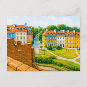 Warsaw oil painting - View from city wall Holiday Postcard