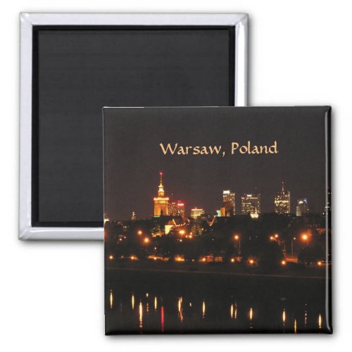 Warsaw Poland at night Magnet