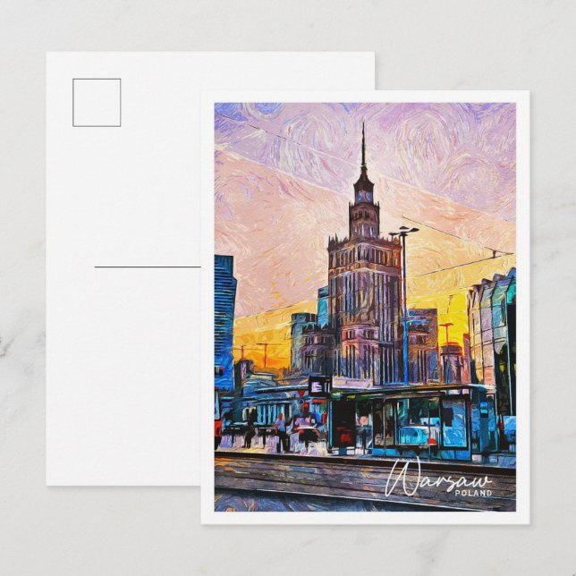 Warsaw Poland Beautiful Oil Paint Landscape Postcard (Front/Back)