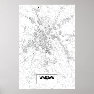 Warsaw, Poland (black on white) Poster