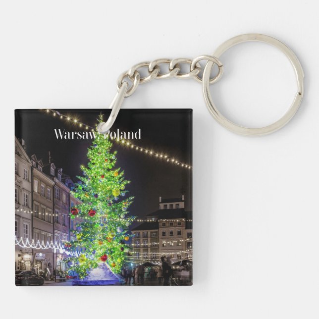 Warsaw, Poland Christmas Celebration Keychain (Back)