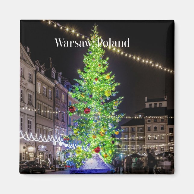 Warsaw, Poland Christmas Celebration Magnet (Front)