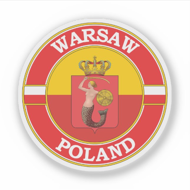 Warsaw Poland Circle Emblem Sticker (Front)