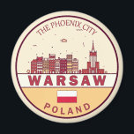 Warsaw Poland City Skyline Emblem Magnet<br><div class="desc">Warsaw minimalist,  colorful art design featuring monuments and landmarks of the city in Poland.</div>