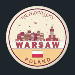 Warsaw Poland City Skyline Emblem Magnet<br><div class="desc">Warsaw minimalist,  colorful art design featuring monuments and landmarks of the city in Poland.</div>