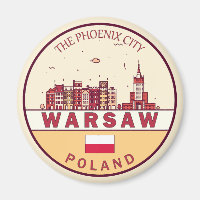 Warsaw Poland City Skyline Emblem