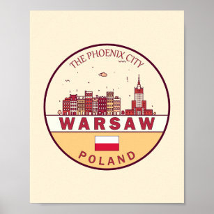 Warsaw Poland City Skyline Emblem Poster