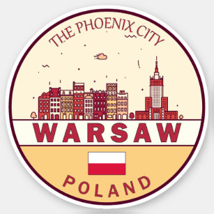 Warsaw Poland City Skyline Emblem Sticker