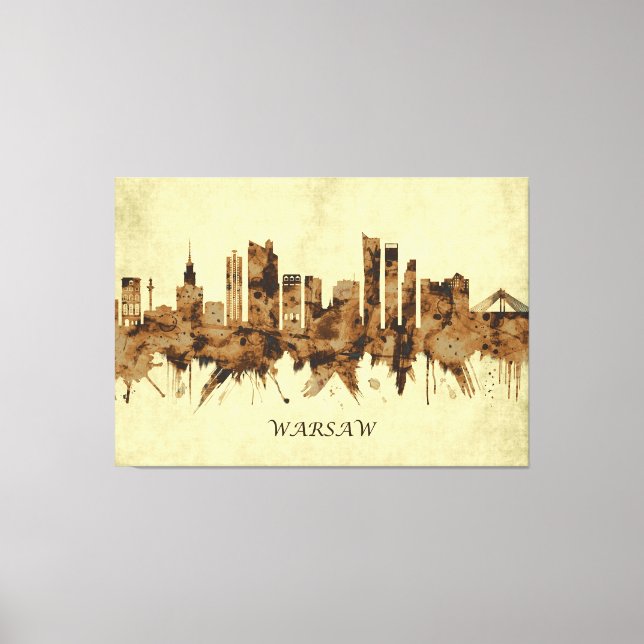 Warsaw Poland Cityscape Canvas Print (Front)