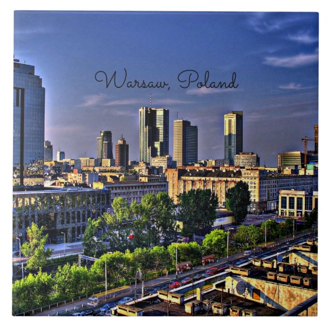 Warsaw, Poland Cityscape Ceramic Tile (Front)